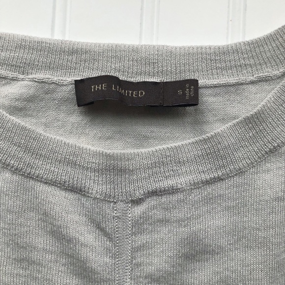 The Limited Sheer Grey Short Sleeve Wool Sweater - Picture 2 of 5